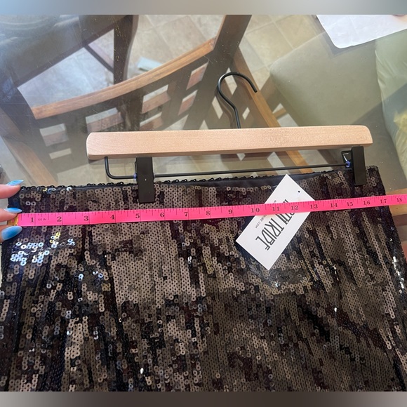 12th Tribe Black Sequin Mini Skirt with Feather Trim - Picture 3 of 3